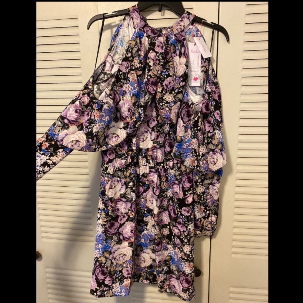 Purple Floral off shoulder Dress size :Small